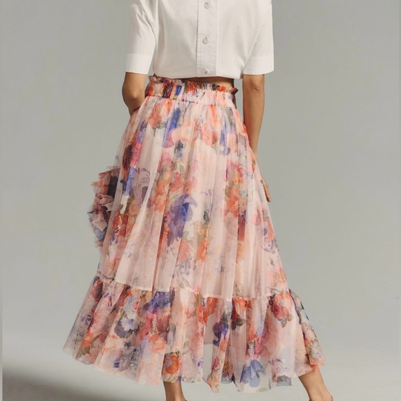 Maeve (Anthropologie) 3-D Tulle Mesh Skirt Sz M - Picture 6 of 16